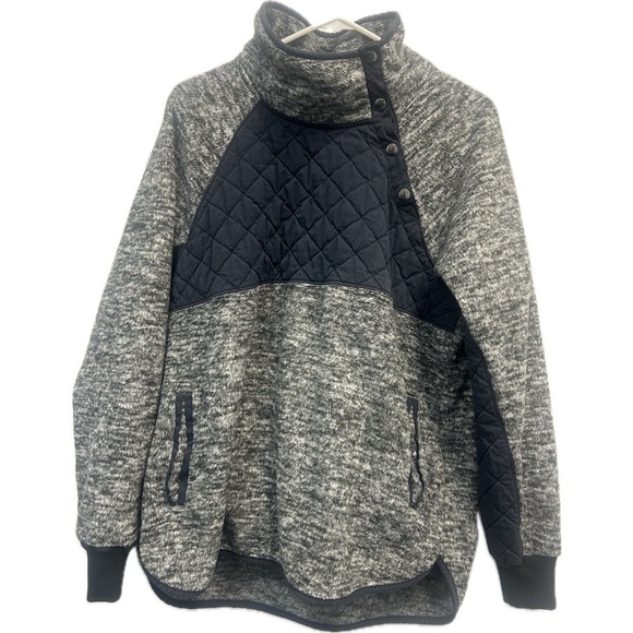 Abercrombie and Fitch Asymmetrical Snap-Up Collar Quilted Fleece Pullove… - Picture 1 of 11